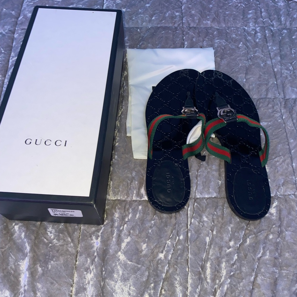 Gucci web strap thong sandals